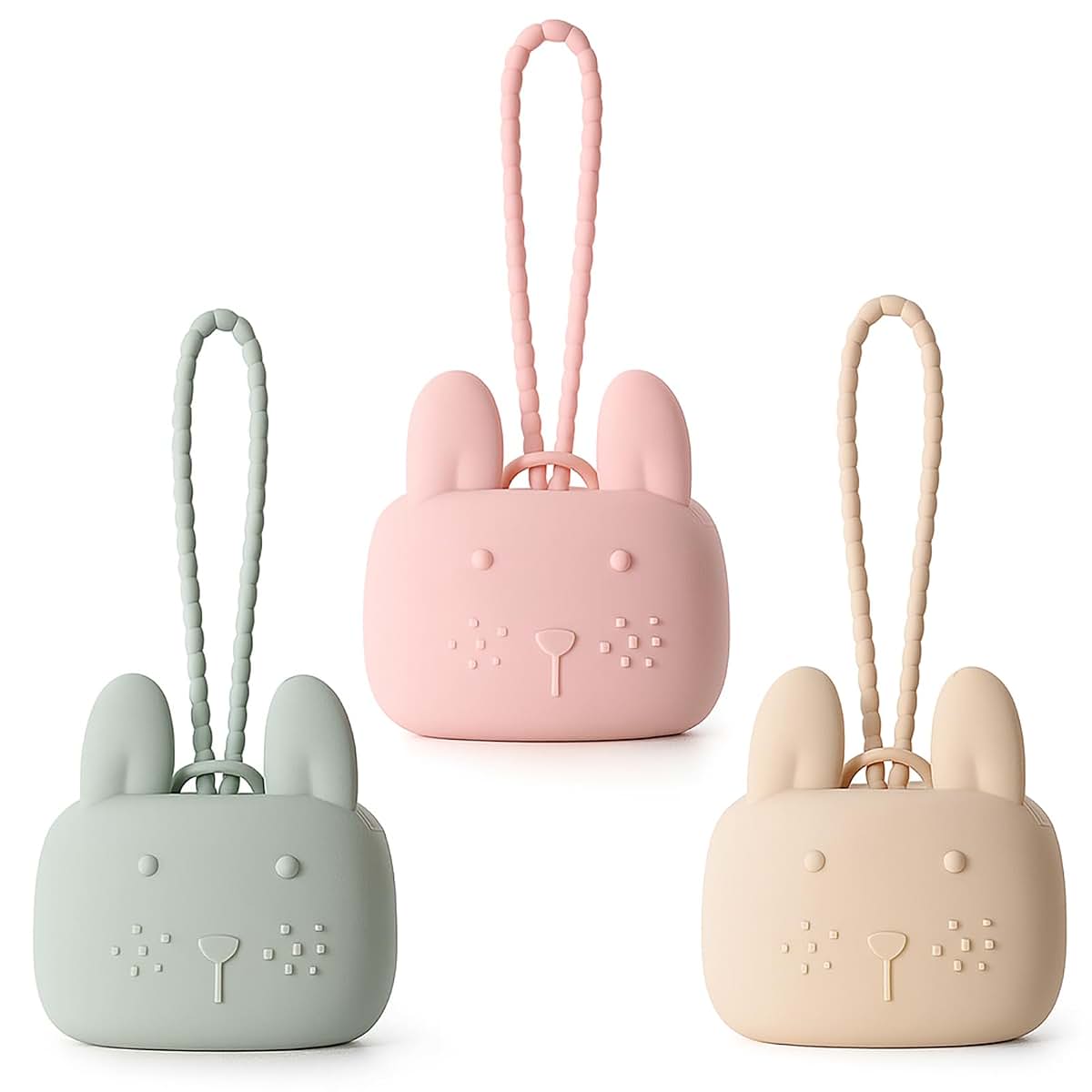 Silicone Pacifier Holder Pouch with Bunny Design for Travel Storage