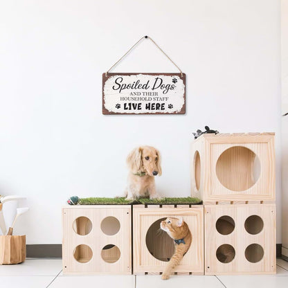 Rustic Wooden Dog Sign for Home Entryway Decor