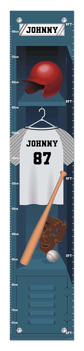 Personalization Mall Personalized Gifts Sports Baseball Locker Any Name Growth Chart - 1-Pack