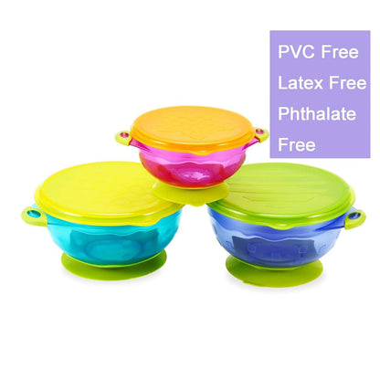 PandaEar Baby Suction Bowls 3 Sizes Stackable With Lids