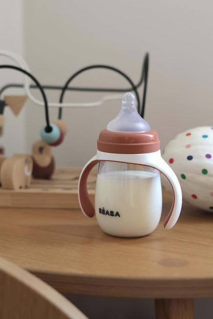 Béaba BEABA 2-in-1 Baby Bottle to Transition Sippy Cup, No Spill Sippy Cup, Includes Removable Handles, Silicone Baby (photo 4)