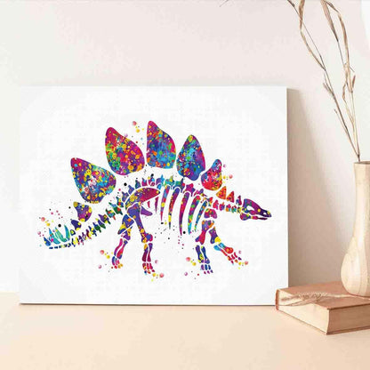 MBARE Watercolor Paint Art,Dinosaur Skeleton Dino Watercolor Print Boy Gift Art Print For Kids Nursery Wall Art Kids