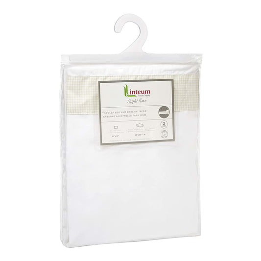 Linteum Textile Supply Linteum 2-Piece Cotton Sheet Set for 28x52x9 Mattress – Fitted Sheet & Pillowcase, 100% Cotton