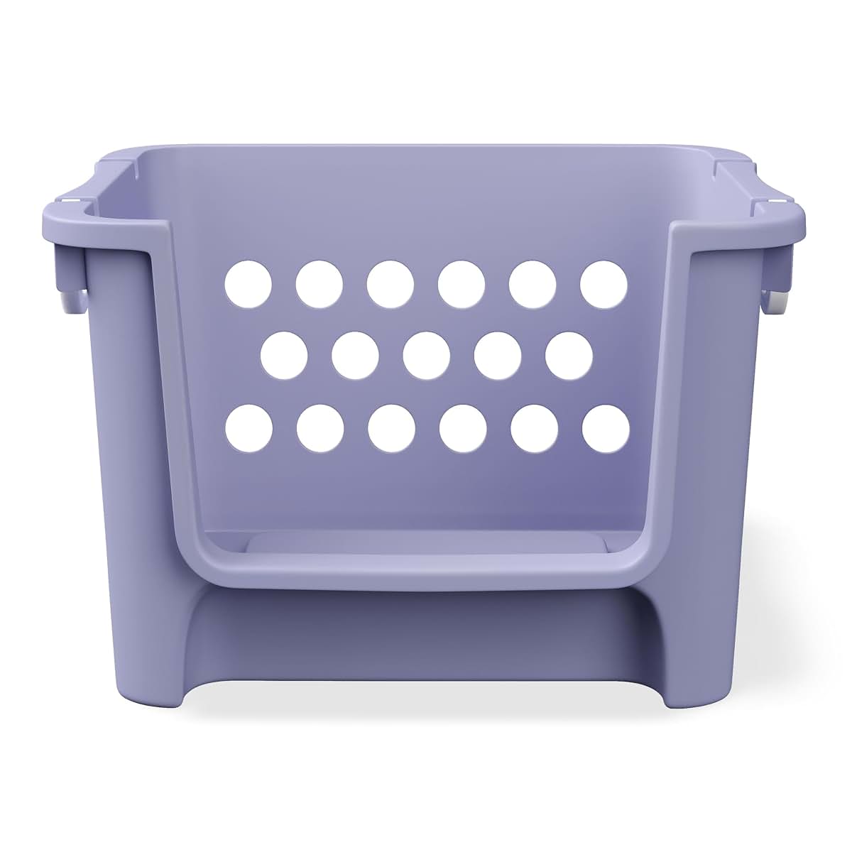 XKIOLED Large Open-Front Stackable Toy Storage Basket With Handles, Purple Organizer Bin For Toys, Books, Playroom (photo 3)