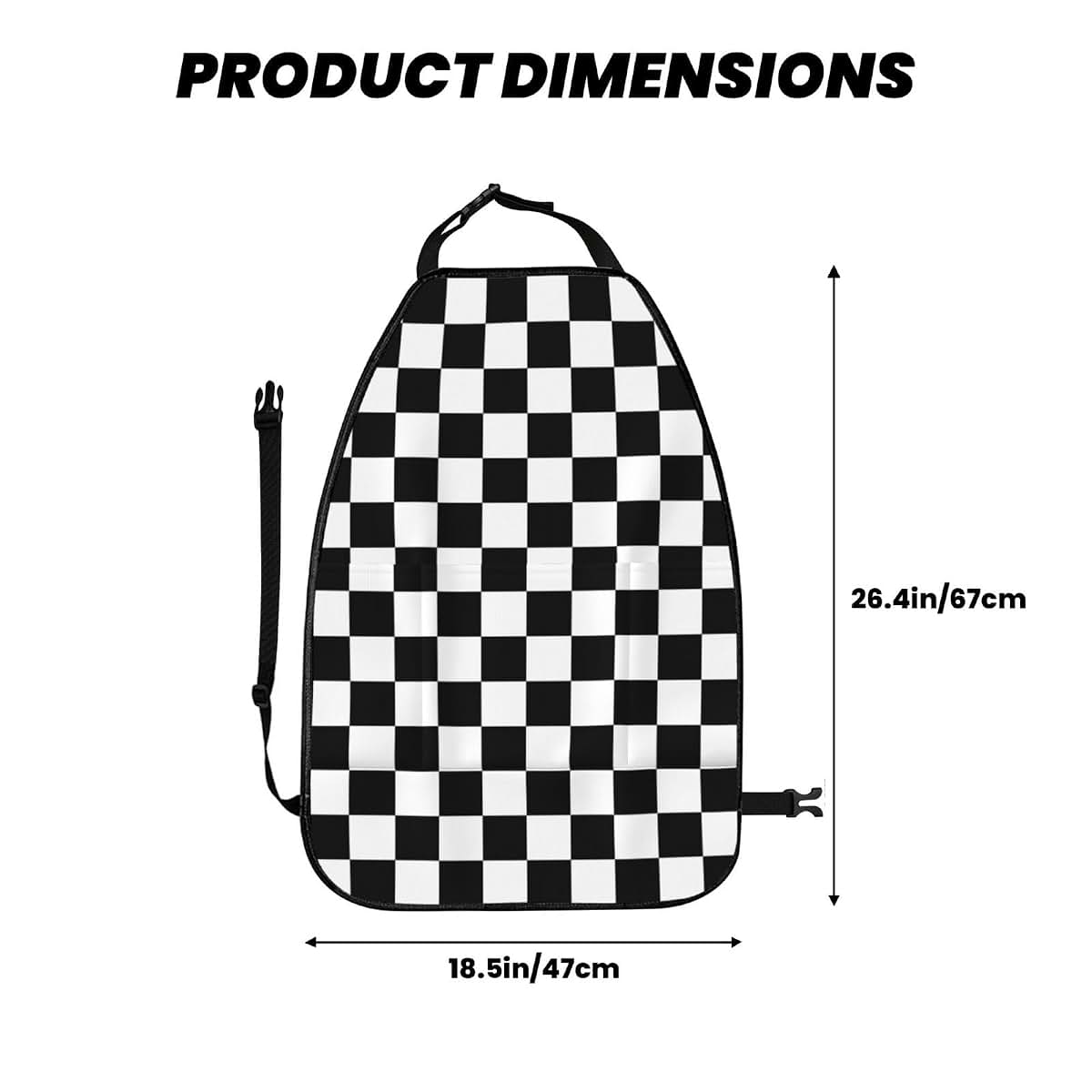 WFTTFOU Black White Checkered Car Seat Back Kick Protectors,2 Pack Kick Mats with Storage Pockets,Car Accessorise, A-100 (photo 2)