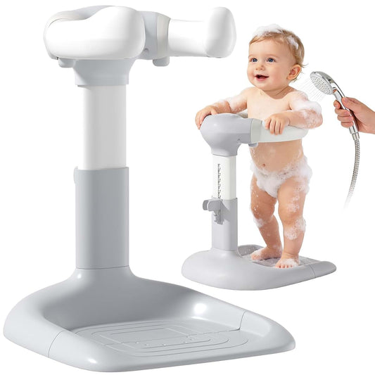 LimboGlow Upgraded Baby Shower Stand with Anti-Pinch Silicone & Anti-Slip Base, Adjustable Height Baby Bath Standing