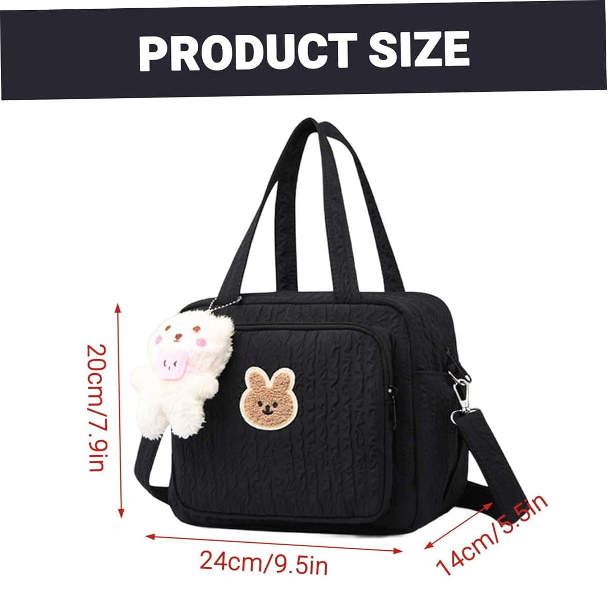 Joygoodta Large Capacity Diaper Bag Tote With Plush Doll And Adjustable Strap (photo 4)