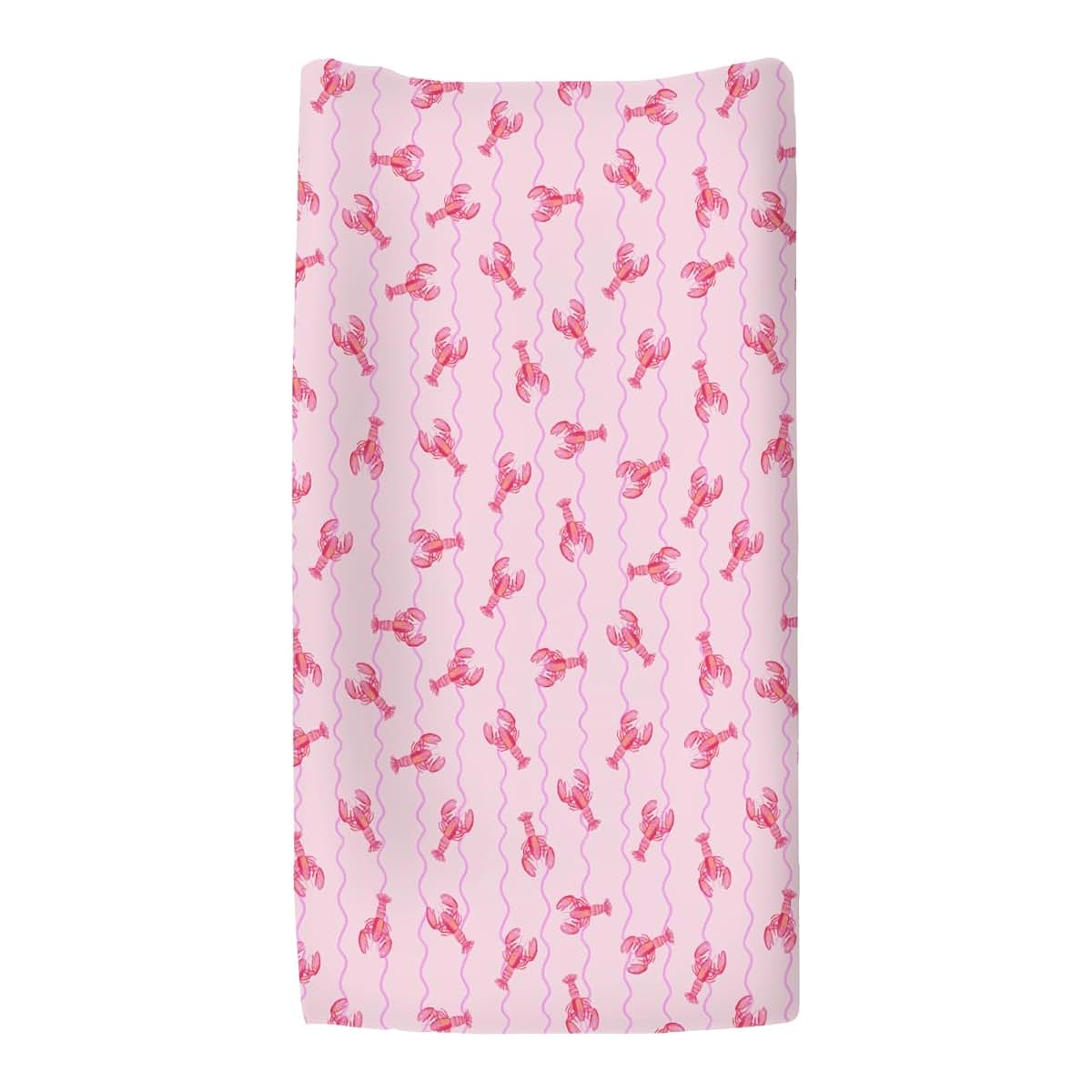 Lobster Bows Stripes Changing Pad Cover, Soft Polyester, Fits 32x16 Inch Pad