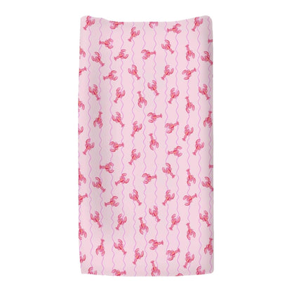 Lobster Bows Stripes Changing Pad Cover, Soft Polyester, Fits 32x16 Inch Pad