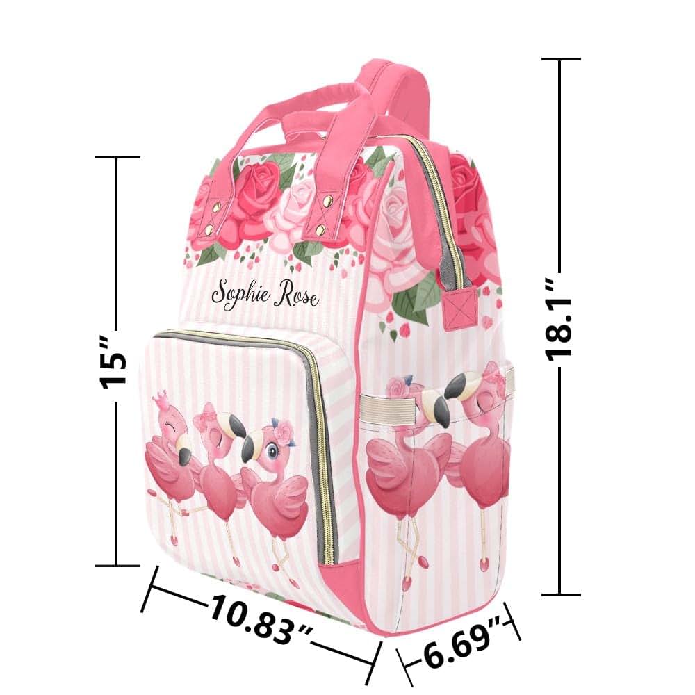 NZOOHY Three Cute Flamingo Personalized Diaper Bag Backpack,Custom Name Diaper Backpack Baby Nappy Bag Mommy Bag for (photo 3)