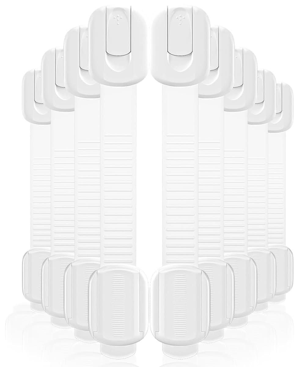 Roocickee 9 Pack Cabinet Locks Baby Proofing with 3M Adhesive, Adjustable No Drill Child Safety Latches
