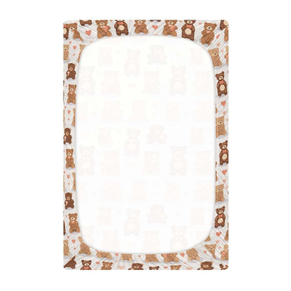 CHSIN Fitted Crib Sheet Kawaii Teddy Bears Heart for Standard Crib & Toddler Mattress, 52x28x9