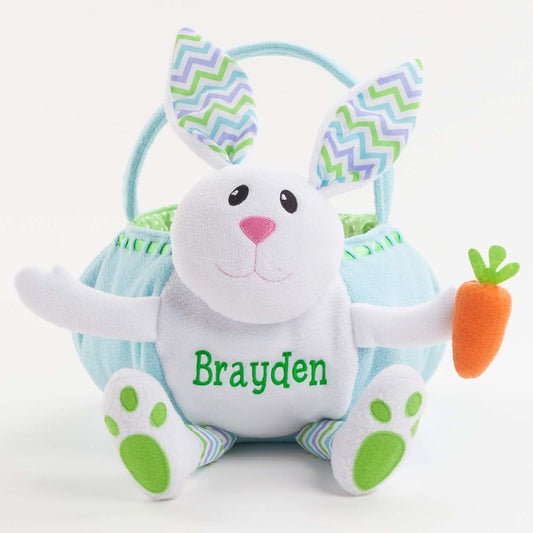 Personalized Planet Personalized Plush Easter Bunny Basket, Blue