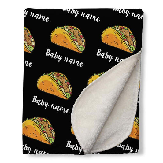NICTIMEID Taco Baby Blanket Custom with Baby Name, Personalzed Newborn Gifts for Boys Girls - Soft Sherpa Fleece
