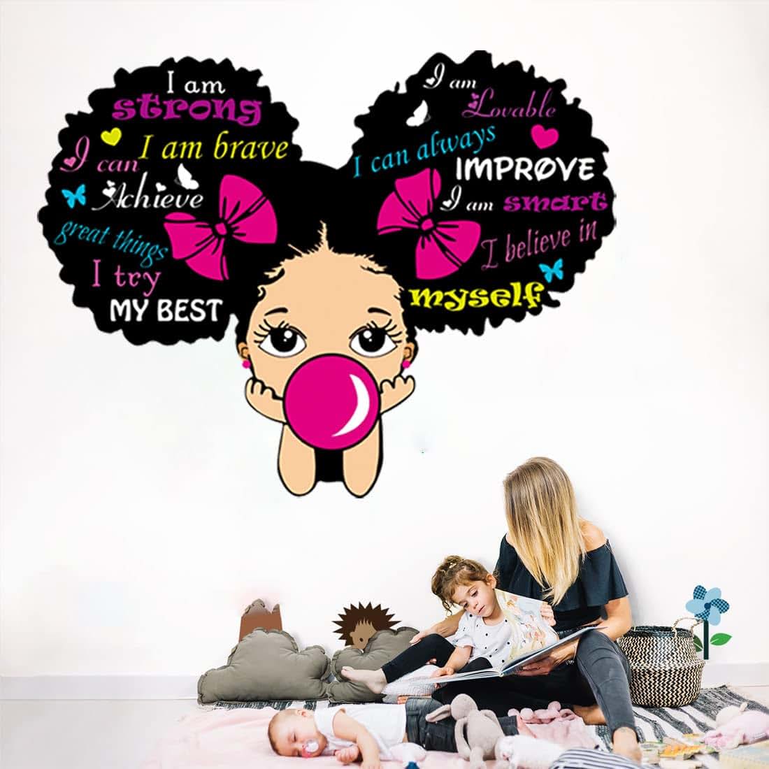 CASADECOR Black Girl Inspirational Wall Decals with Positive Sayings (photo 4)