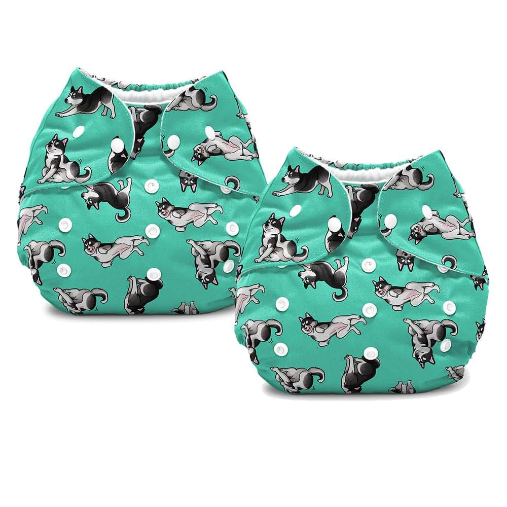 WIRESTER Set of 2 Baby Cloth Diapers Adjustable Siberian Husky