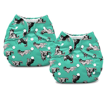 WIRESTER Set of 2 Baby Cloth Diapers Adjustable Siberian Husky