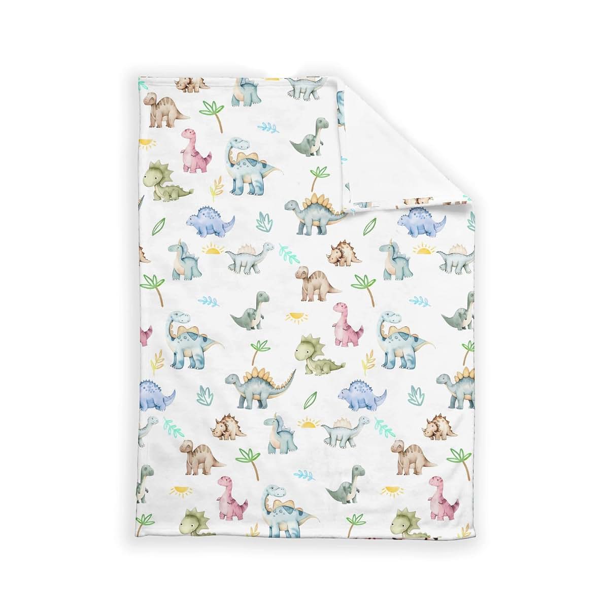 Dinosaur Baby Blanket Plush Flannel 30x40 Inch