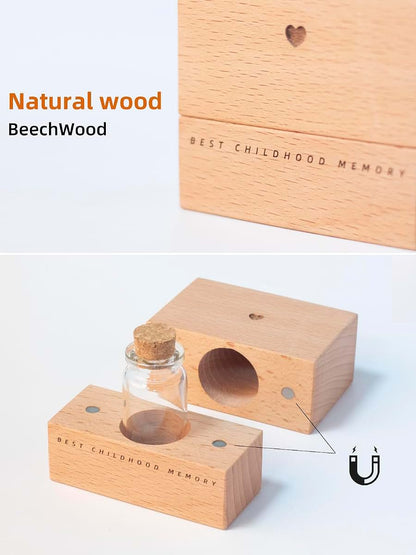 iwoohome Wooden Tooth Fairy Keepsake Box with Glass Bottle (photo 4)