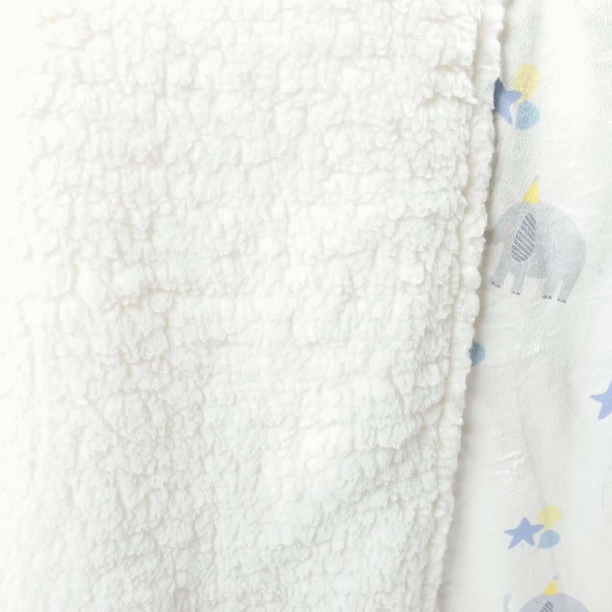 Lush Decor Elephant Balloon Sherpa Baby Blanket, 40" x 30", Gray & Blue