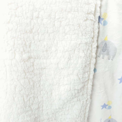 Lush Decor Elephant Balloon Sherpa Baby Blanket, 40" x 30", Gray & Blue