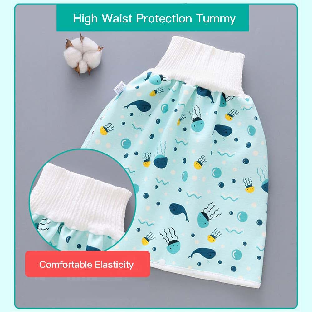 JHION 2 Pack Baby Boys Girls Diaper Skirt,Waterproof Toddler Potty Training Skirt Cotton Toilet Training Nappy Skirt
