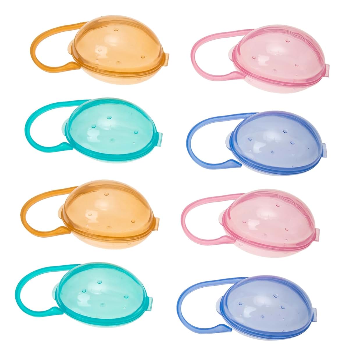 Kisangel 8Pcs Portable Pacifier Storage Case Lightweight Plastic Box With Handle