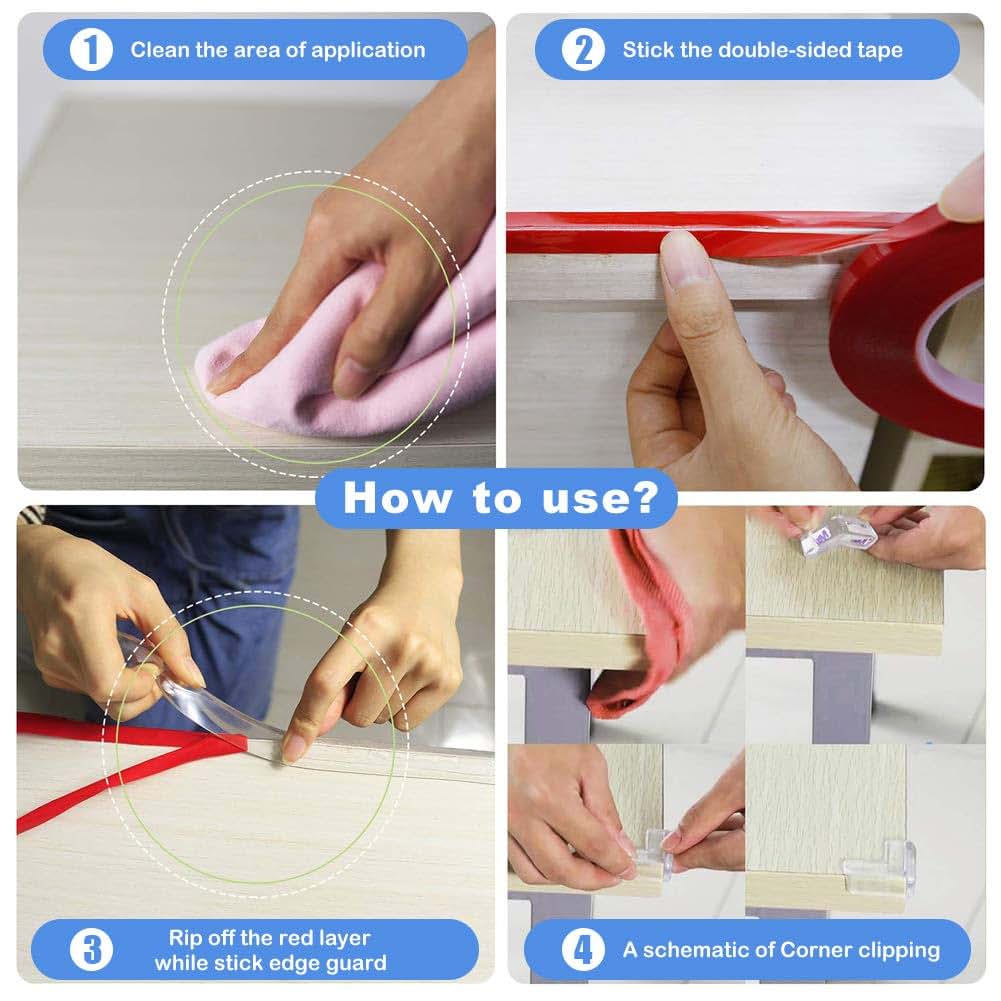 CHAMSON Edge Corner Protector Kit | Soft PVC Furniture Guard Strips for Tables and Walls