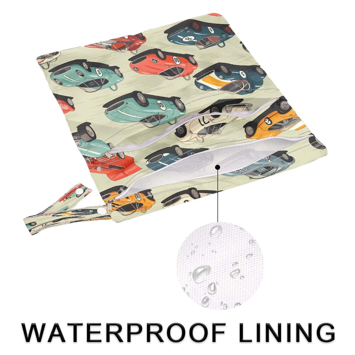 YPPAHHHH Wet Dry Bags Cool Race Cars Pattern 2 Pack
