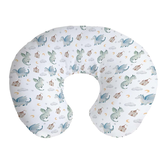 Cstdyfrv Cute Baby Dragons Castle Nursing Pillow Cover Watercolor Fairytale Dragon Moon