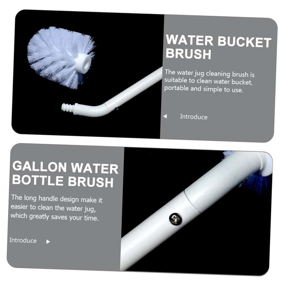 Popetpop 2-Piece Water Jug Brush for Cleaning Bottles and Buckets