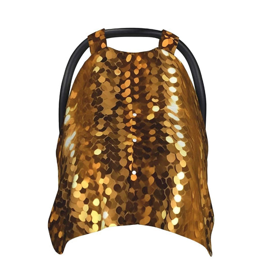 KKLWEGU Gold Sequin Sparkle Baby Car Seat Canopy Cover And Multi Use Nursing Cover