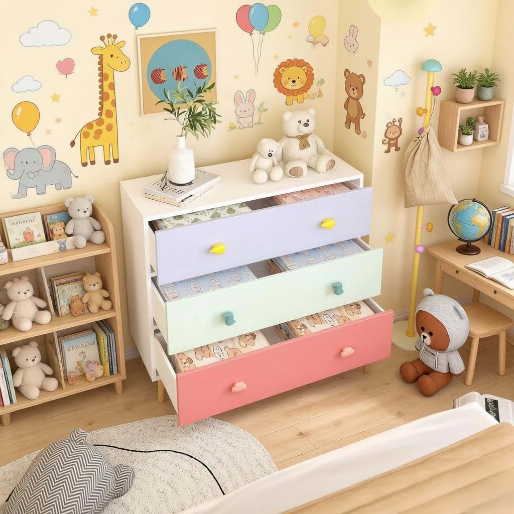 Abosbeet 3 Drawer Kids Dresser With Wooden Legs