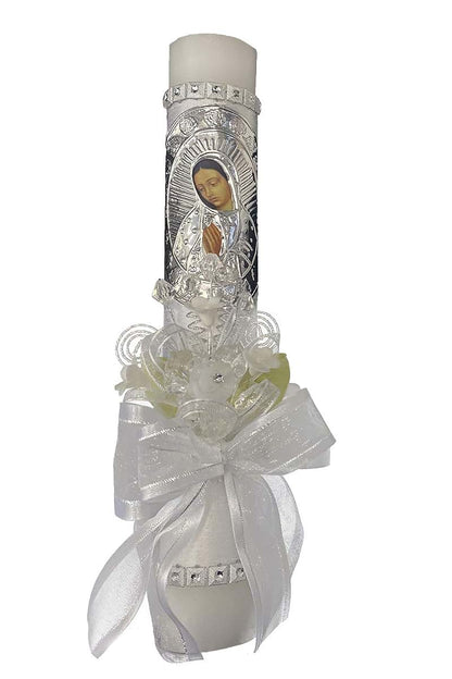 SWEA Pea & Lilli White Virgin Mary Baptism Candle Set Kit, 5-Piece Spanish