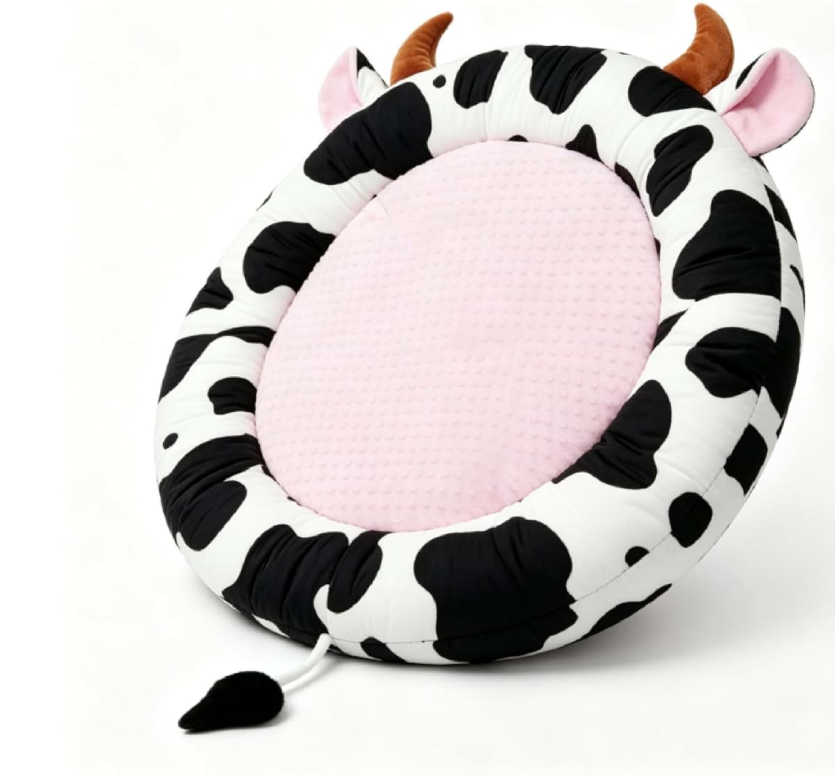 BabyOneStop Pink Cow Baby Floor Mat Tummy Time Play Gym with 6 Sensory Toys