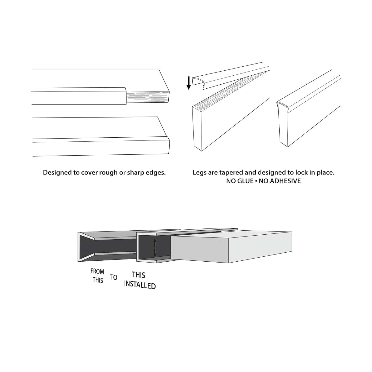 Outwater Plastic U-Channel Edge Guard White 46 Inch Pack of 3 (photo 4)