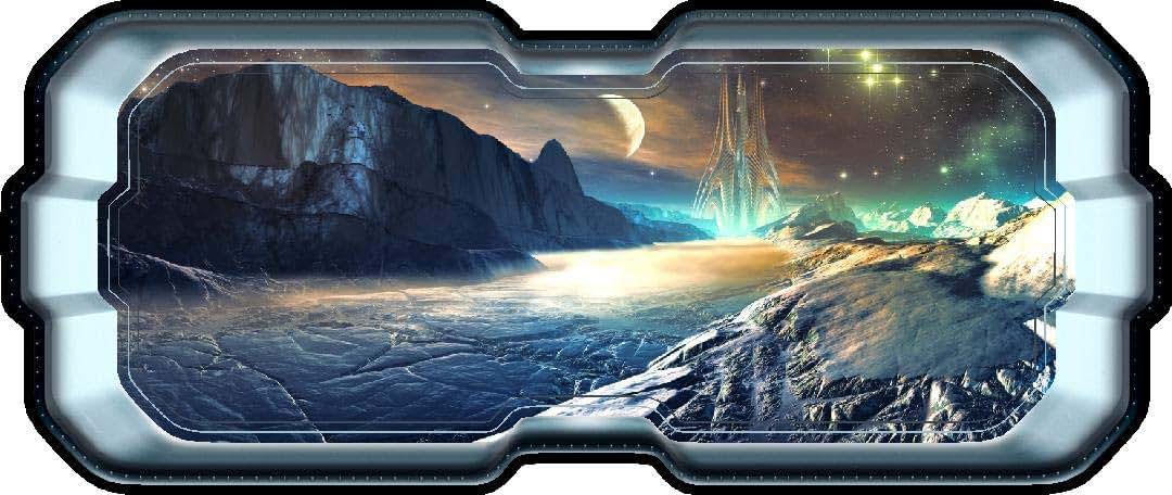 Stickit Graphix SpaceScape Alien Lunar Outpost Wall Decal 3D Window Porthole