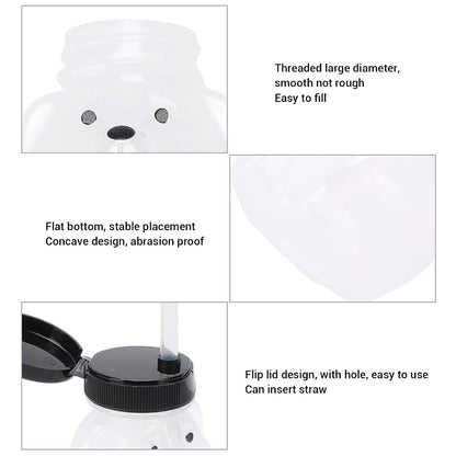 Zunate 3pcs Bear Cups with Silicone Straws, 230ml Reusable Leak Proof Drinkware with Flip Lid