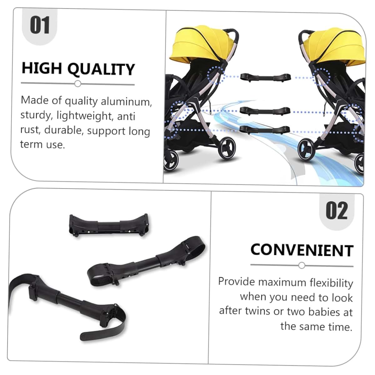 Stroller Connector: Aluminum Dual Stroller Link for Outdoor Use