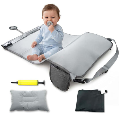 YOSOKI USOKI Toddler Airplane Bed Grey, Foldable Seat Extender Footrest for Travel