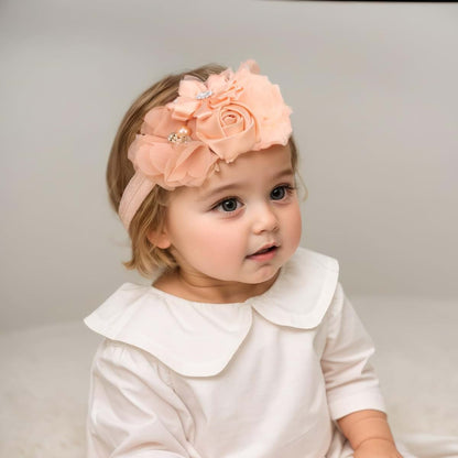 Kenjudess Baby Girls Rose Flower Headband Crystal Crown Elastic Hair Band