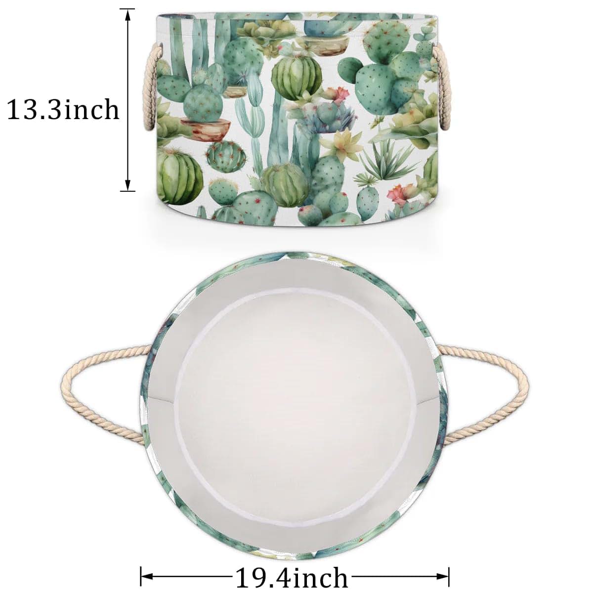 Gumuslen Watercolor Cactus Storage Basket Organizer for Nursery and Laundry