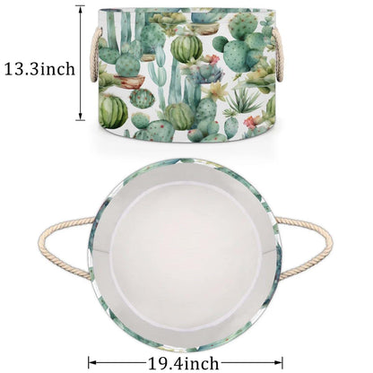 Gumuslen Watercolor Cactus Storage Basket Organizer for Nursery and Laundry