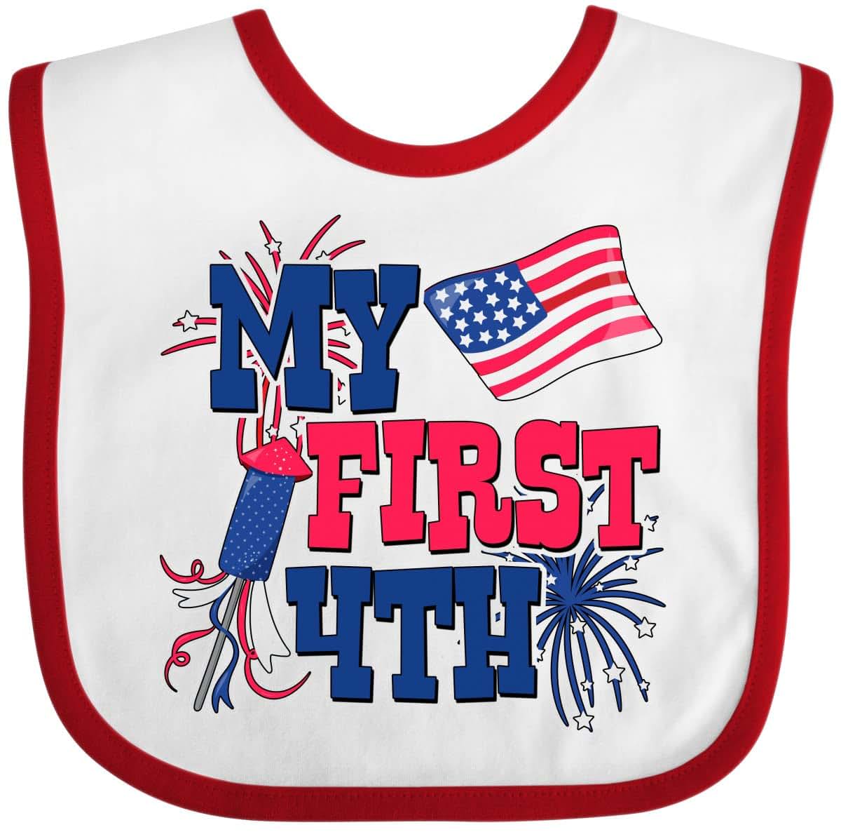 Inktastic American Flag Fourth of July Baby Bib
