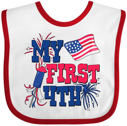 Inktastic American Flag Fourth of July Baby Bib