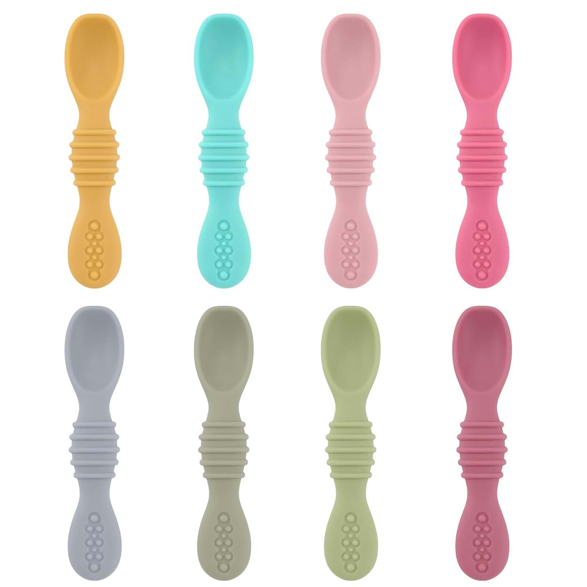 Silicone Self-Feeding Spoon Set for Babies (8 Pieces)