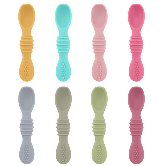 Silicone Self-Feeding Spoon Set for Babies (8 Pieces)