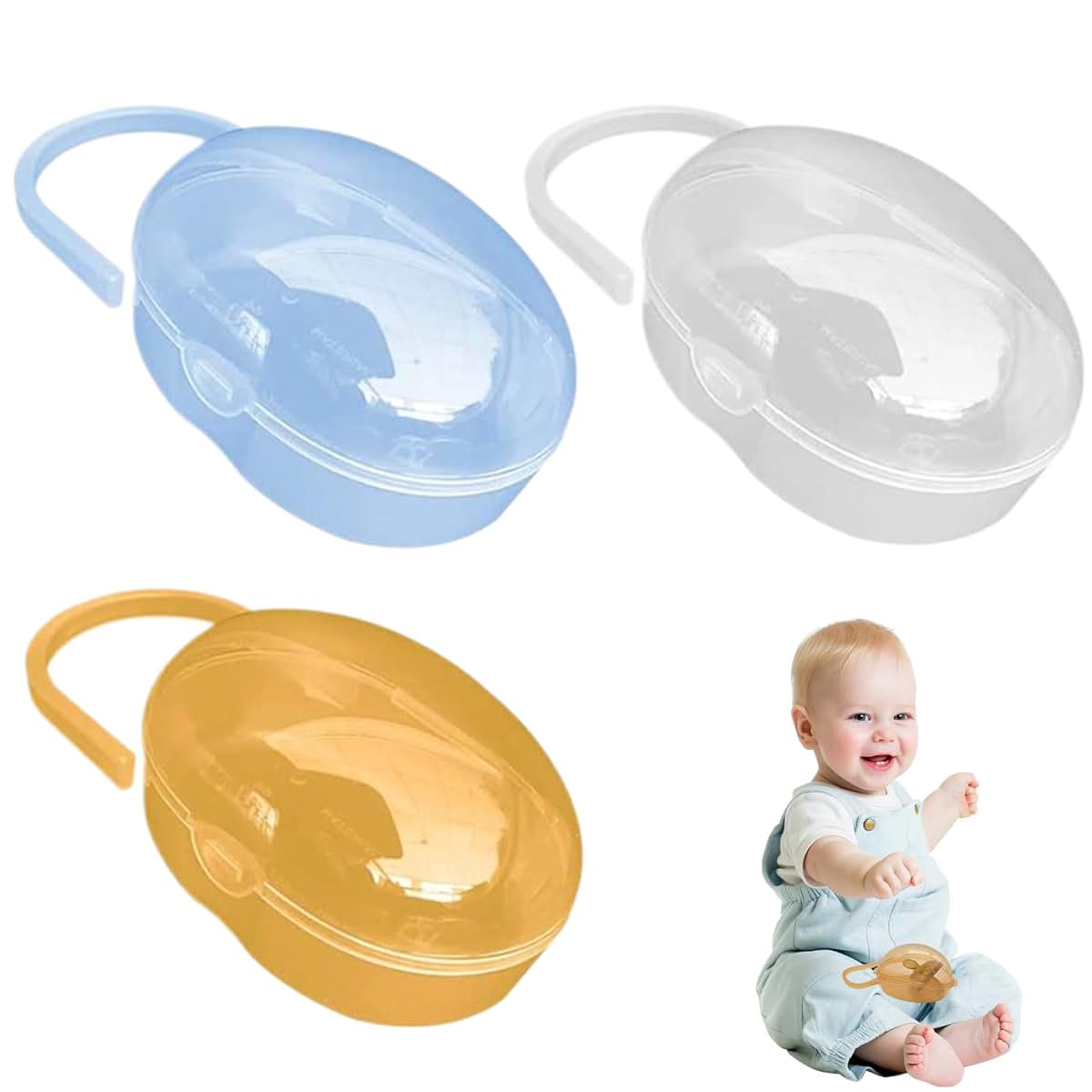 Comebachome Pacifier Case, 3pcs Dustproof Pacifier Holder Case, Soother Shield Case, Pacifier Container for Travel (photo 2)