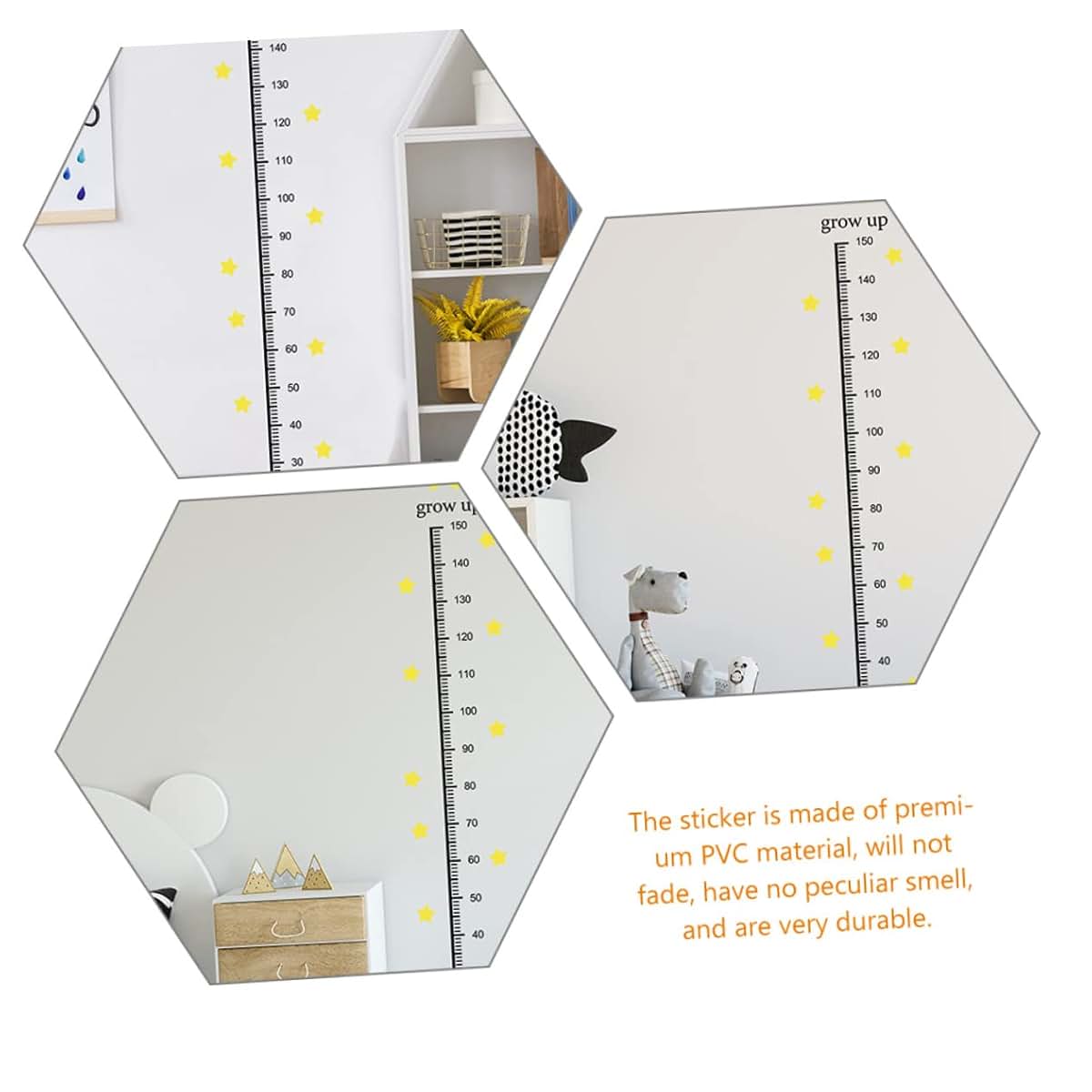 Star Design Growth Chart Sticker for Kids' Room Decor
