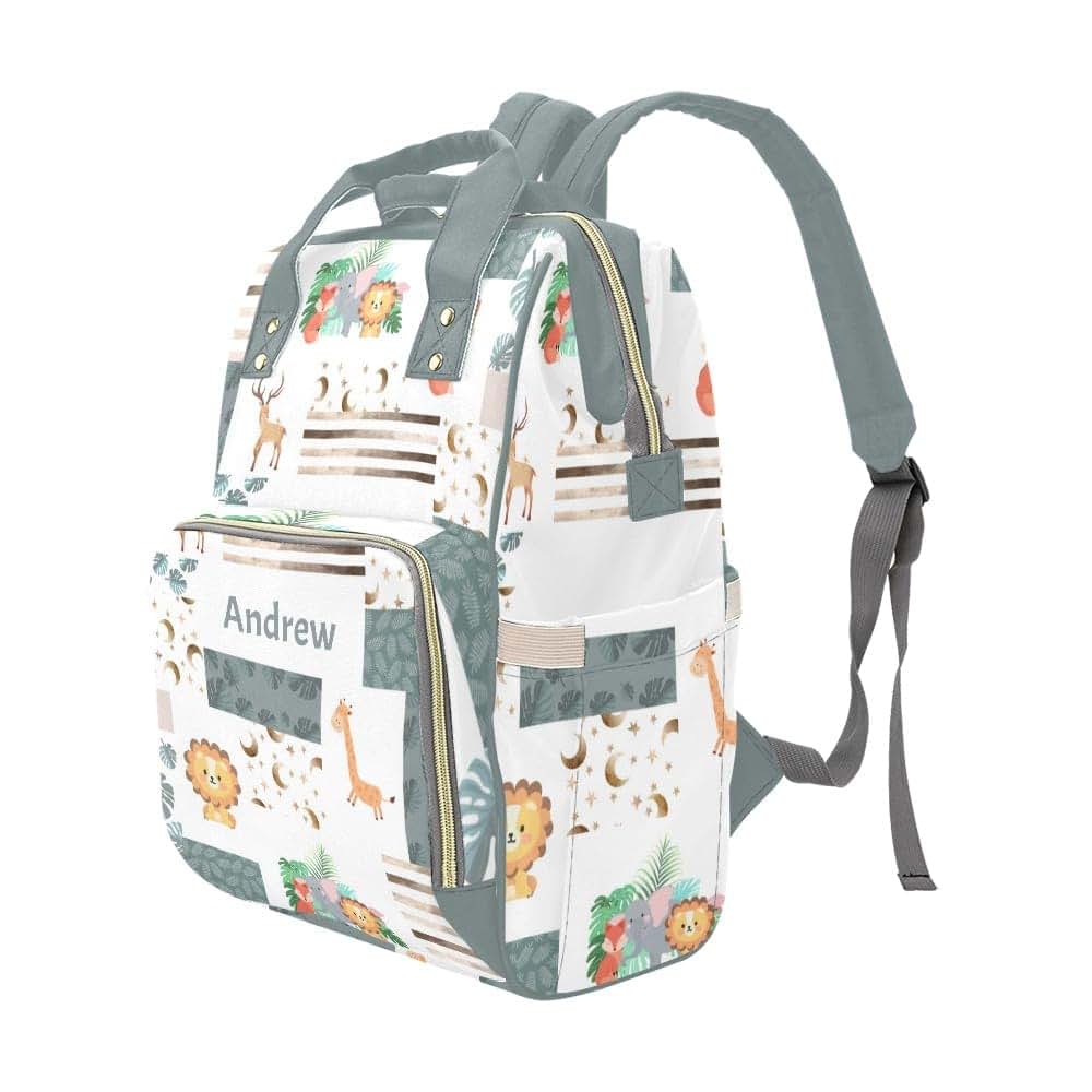 YallLocoMo Personalized Jungle Animal Diaper Bag Backpack Large Capacity (photo 4)